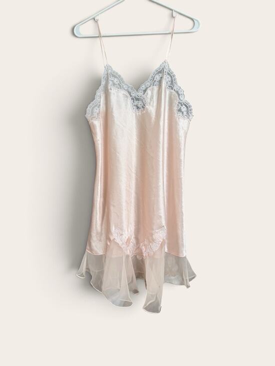 Saks Fifth Avenue Other - Vintage Sara Beth Saks Fifth Avenue Pink Satin Lace Nightgown Slip Dress M 38